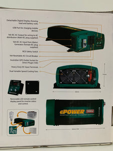 Enerdrive 24V 2000W  Inverter with AC switch